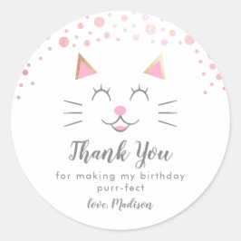 Favoriter för Kattunge Födelsedagsfest Runt Klistermärke