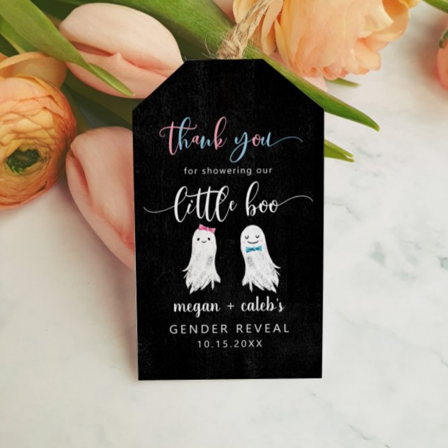 Favoriter för Little Boo Gender Reveal Party Presentetikett (Skapare uppladdad)