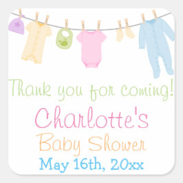 Favoriter för Little Clothes Baby Shower Party Par Fyrkantigt Klistermärke