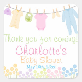 Favoriter för Little Clothes Baby Shower Party Par Fyrkantigt Klistermärke