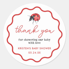Favoriter för Little Ladybug Baby Shower-Tack Runt Klistermärke