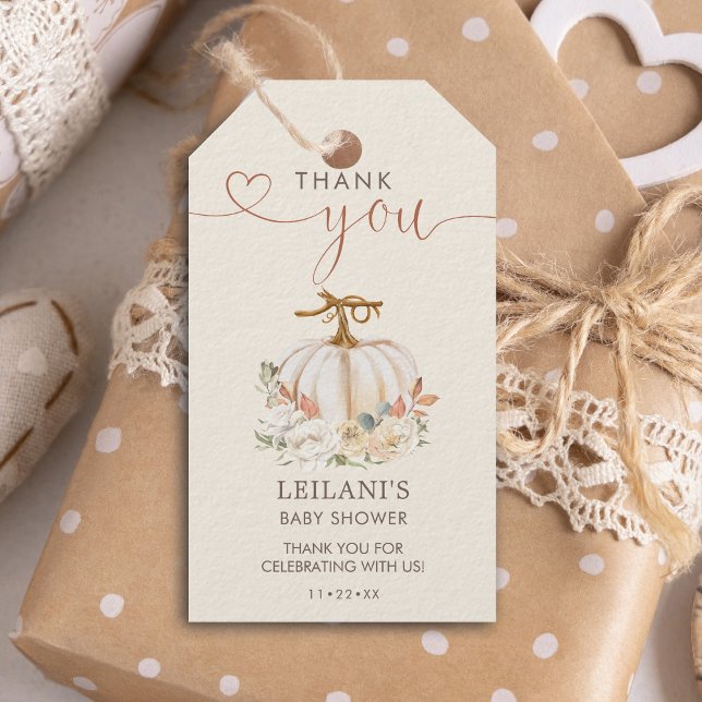 Favoriter för Little Pumpkin Autumn Shower Presentetikett (This autumn inspired pumpkin and fall florals design makes the perfect favor tag for a baby shower.)