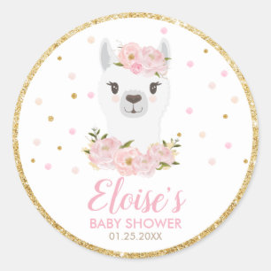 Favoriter för Llama Baby Shower Tack Party Runt Klistermärke