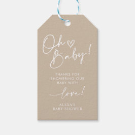 Favoriter för minimalistisk Oh Baby Shower Beige-N Presentetikett