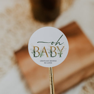 Favoriter för modern Grey Baby Shower Runt Klistermärke