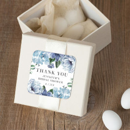 Favoriter för Möhippa av romantisk blå Blommigt Fyrkantigt Klistermärke