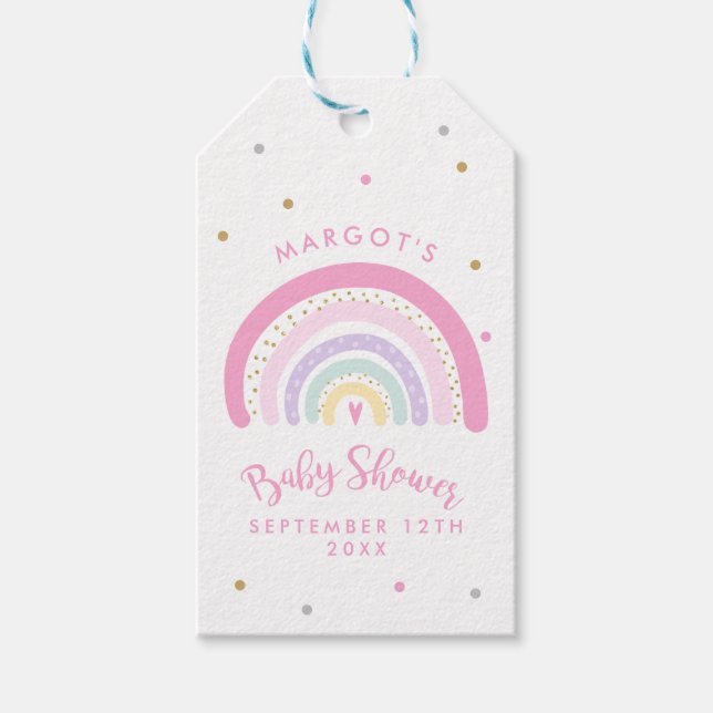 Favoriter för Pastel Rainbow Baby Shower Presentetikett (Framsidan)