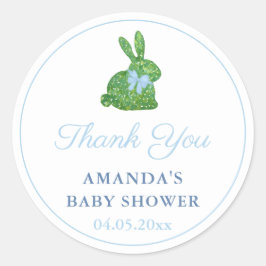 Favoriter för Preppy Boxwood Bunny Blue Bow Baby S Runt Klistermärke