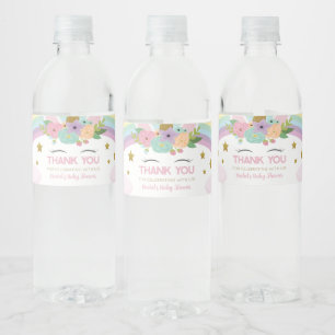 Favoriter för Rainbow Unicorn Baby Shower Vattenflaskor Etikett