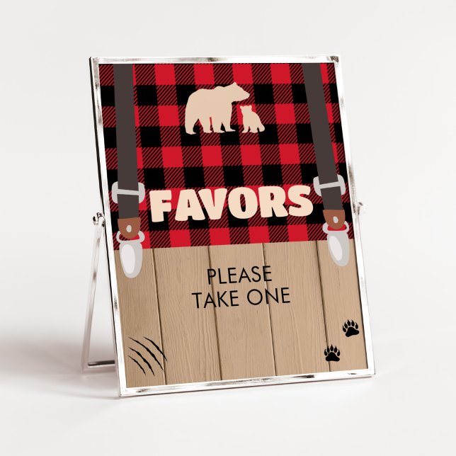 Favoriter för Red Rustic Play Lumberjack Baby Show Poster (Plaid Lumberjack Baby Shower Favors Sign)