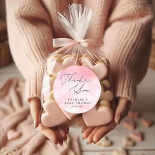 Favoriter för rosa Cloud Nine Baby Shower Runt Klistermärke
