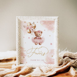 Favoriter för rosa Girl Nalle Baby Shower Poster