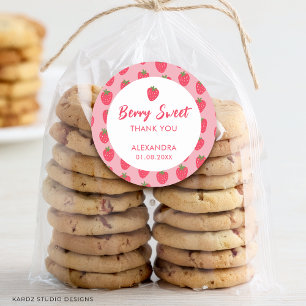 Favoriter för rosa Jordberry Baby Shower Runt Klistermärke