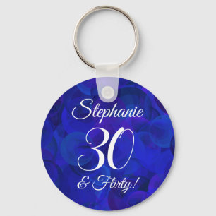 Favoriter för royal Blue 30 och Vänd Födelsedag Nyckelring