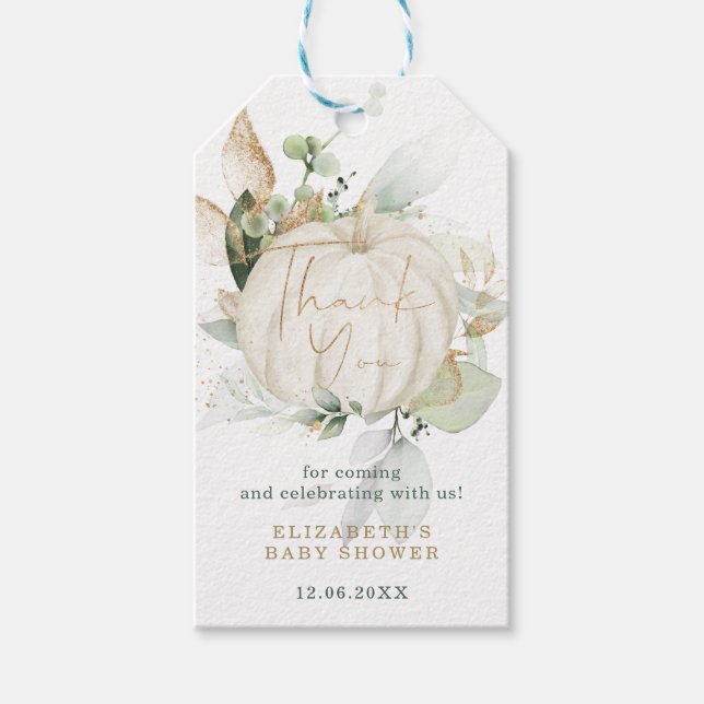 Favoriter för Soft Autumn Greenery Guld Pumpkin Sh Presentetikett (Framsidan)