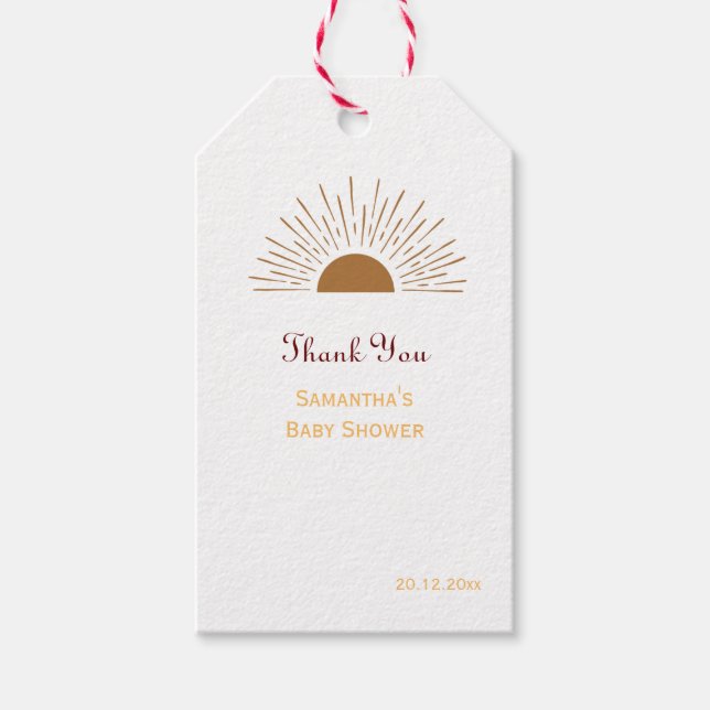 Favoriter för sol i personlig Tack babyvisningspro Presentetikett (Framsidan)