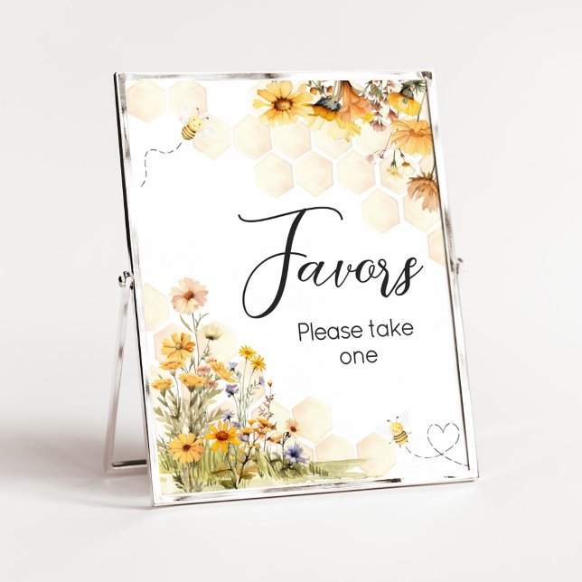 Favoriter för Solros Little Baby Shower Poster (Sunflower Little Honey Baby Shower Favors Sign)