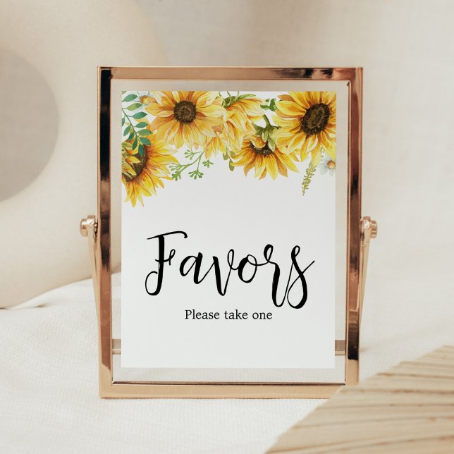 Favoriter för solrosbabyskor poster (Sunflower Girl Baby Shower Favors Sign)