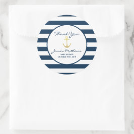 Favoriter för Tack Baby Shower Nautical Pojke Runt Klistermärke