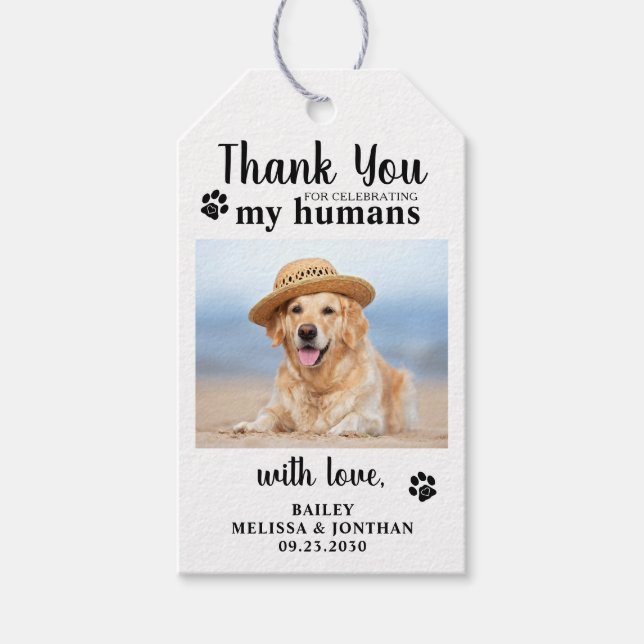 Favoriter för Tack Pet Photo Hund Wedding Presentetikett (Framsidan)