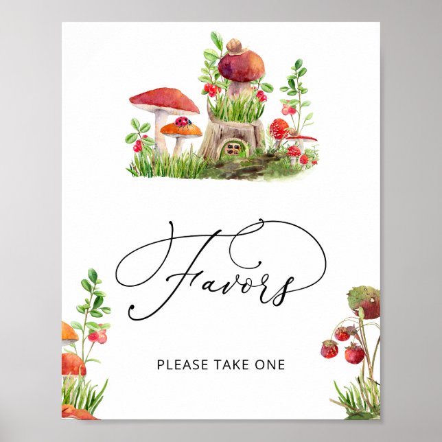Favoriter för vild Mushroom Forest Baby Shower Poster (Framsidan)