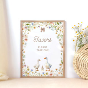 Favoriter för Watercolor Goose Wildblomma Baby Sho Poster