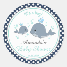 Favoriter för Whale Baby Shower Mamma och Baby Tac Runt Klistermärke