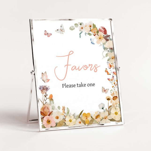 Favoriter för WildblomLittle Butterfly Baby Shower Poster (Little Butterfly Wildflower Baby Shower Favors Sign)