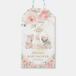 Favoriter för Woodland Animals Rosa Blommigt Baby  Presentetikett