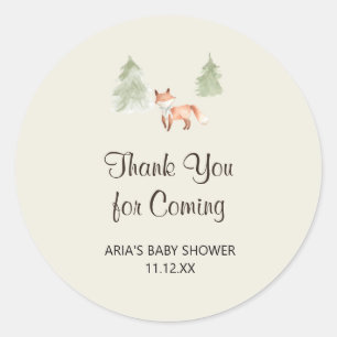Favoriter för Woodland Fox Baby Shower Runt Klistermärke