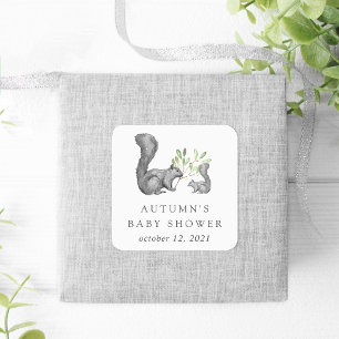 Favoriter för Woodland Friends Baby Shower Fyrkantigt Klistermärke