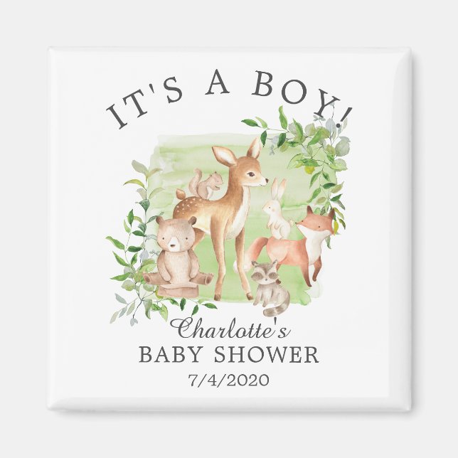 Favoriter för Woodland Friends Baby Shower Magnet (Framsidan)