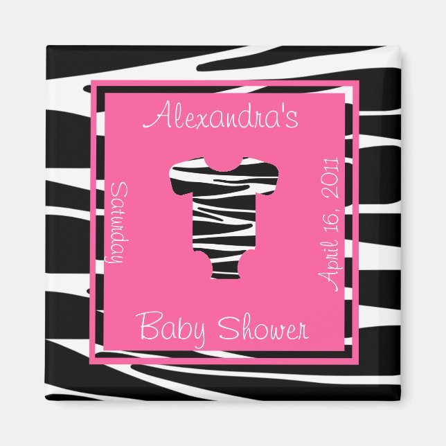 Favoriter för Zebra och Rosa Clothes Baby Shower Magnet (Framsidan)