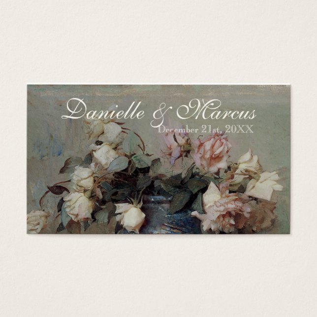 Favoriter Gift-Märkre - Impressionist Cream Rosa r Visitkort (Framsidan)