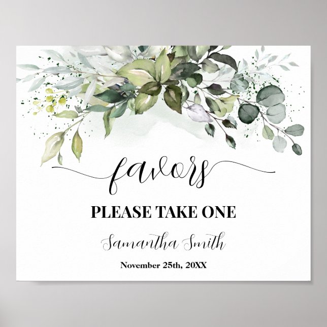 Favoriter Greenery Eucalyptus Baby Shower Sign Poster (Framsidan)