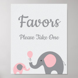 Favoriter i rosa Elephant Baby Shower tar ett teck Poster