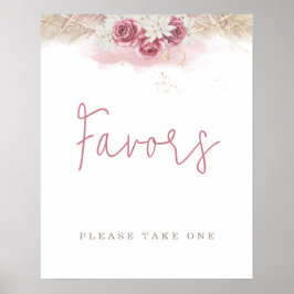 Favoriter i Tropical Boho Rosa ros Baby Shower Fav Poster