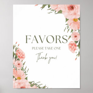 Favoriter i vattenfärgspersiko-Blommigten Poster