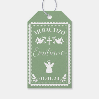 Favoriter-Märkre för Papel Picado Baptism Tack Par Presentetikett