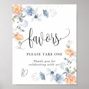 Favoriter Ta en Blommigt blå persika Poster