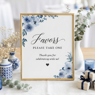 Favoriter Ta en Boho Dusty Blue-Blommigt Poster