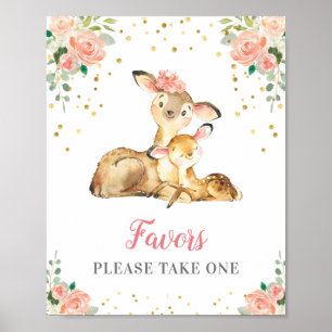 Favoriter ta en Hjort Doe Girl Baby Shower Poster