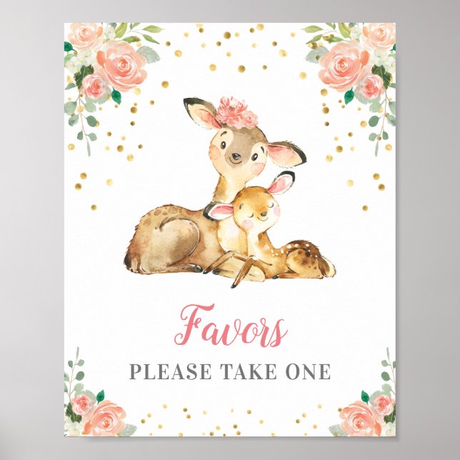 Favoriter ta en Hjort Doe Girl Baby Shower Poster (Framsidan)