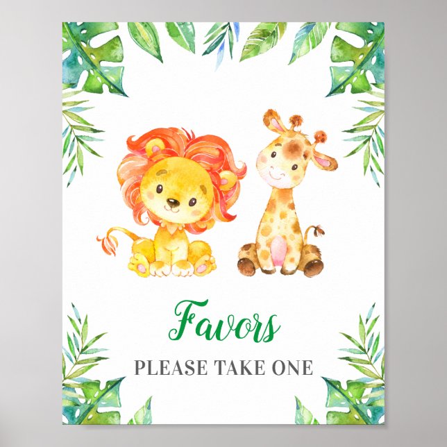 Favoriter ta en jungle Safari Baby Shower Poster (Framsidan)