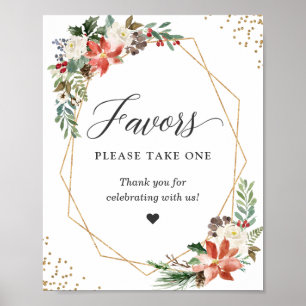 Favoriter Ta en röd Grönt med Blommigten Poinsetti Poster