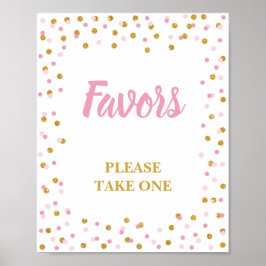 Favoriter Ta ett Party-tecken Rosa & Guld Poster