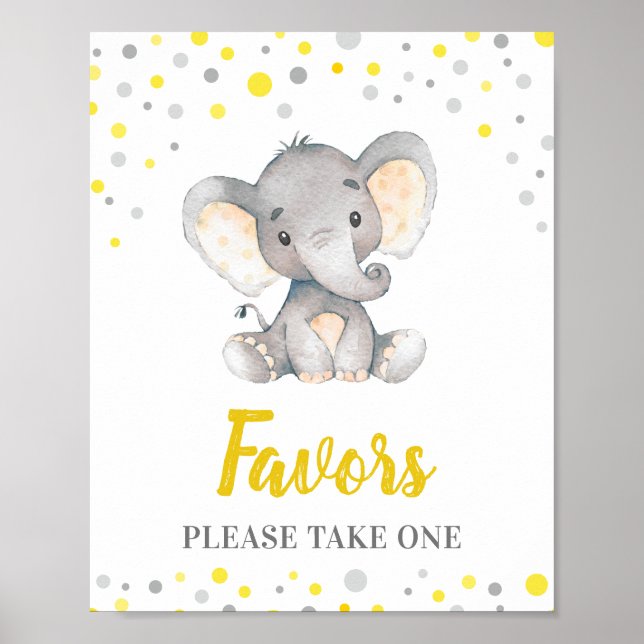 Favoriter tar en Gult med elefant babystövel Poster (Framsidan)