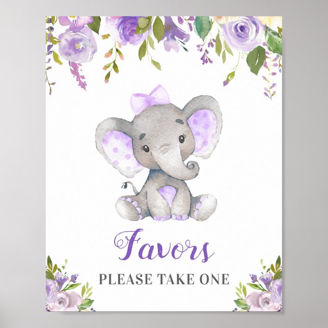 Favoriter tar en liten peanut Elephant Girl Lila Poster (Framsidan)