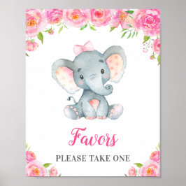 Favoriter tar en liten peanut Elephant Girl Rosa Poster