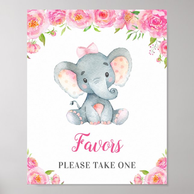 Favoriter tar en liten peanut Elephant Girl Rosa Poster (Framsidan)